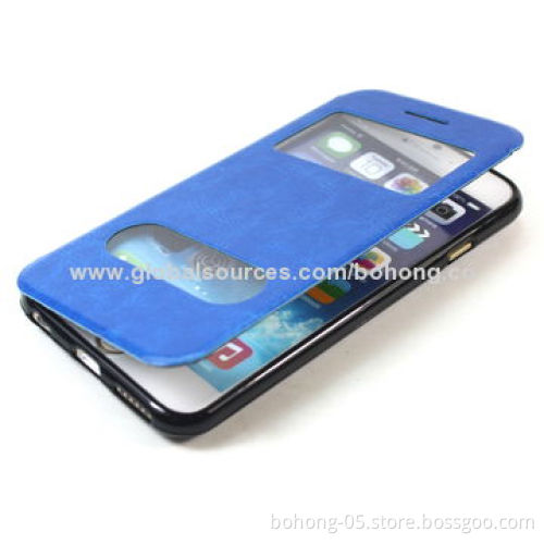 Crazy horse grain leather holder case with bottom PU for iPhone 6
